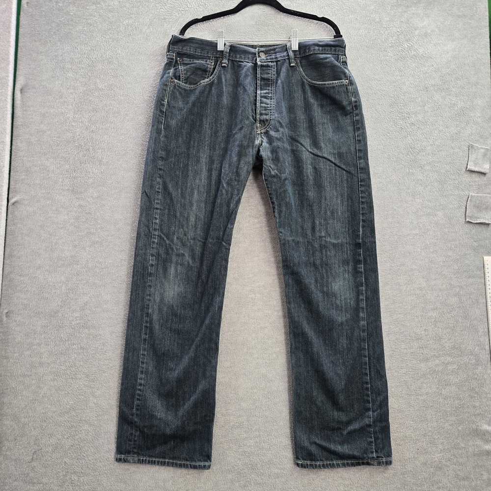 Levi's 501 Men Jeans 36X32 Dark Blue Denim Button Fly 31" Inseam Cotton